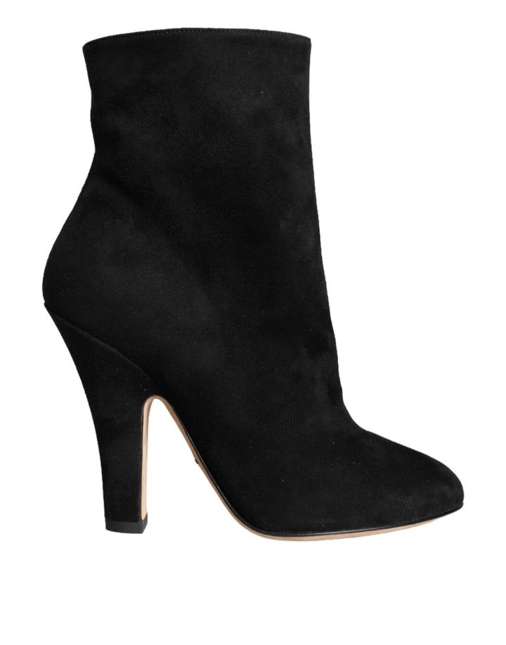 Schwarze Wildleder Mid Calf Stiefel Schuhe