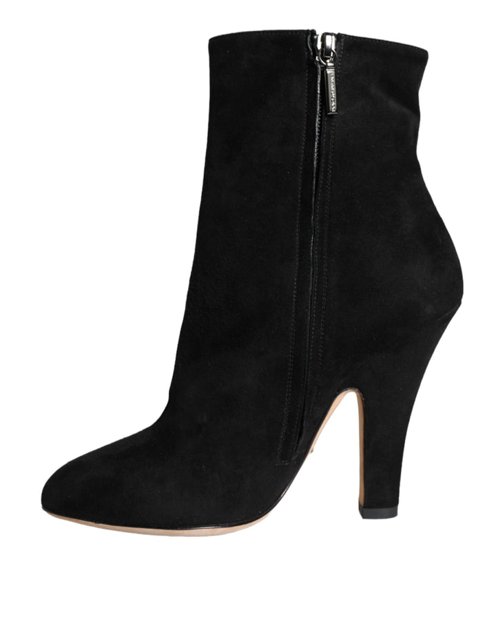 Schwarze Wildleder Mid Calf Stiefel Schuhe