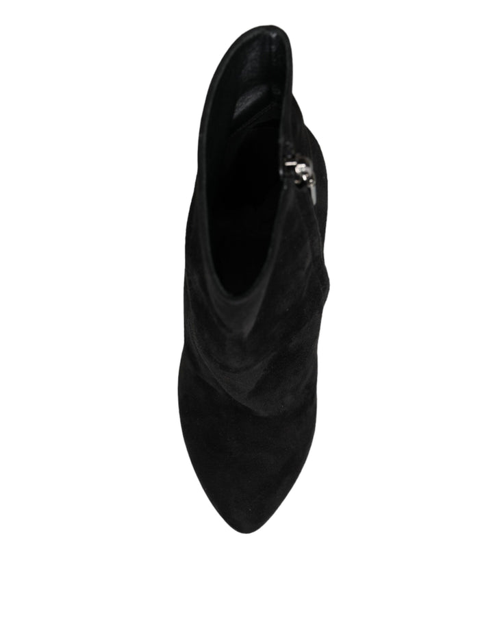 Schwarze Wildleder Mid Calf Stiefel Schuhe