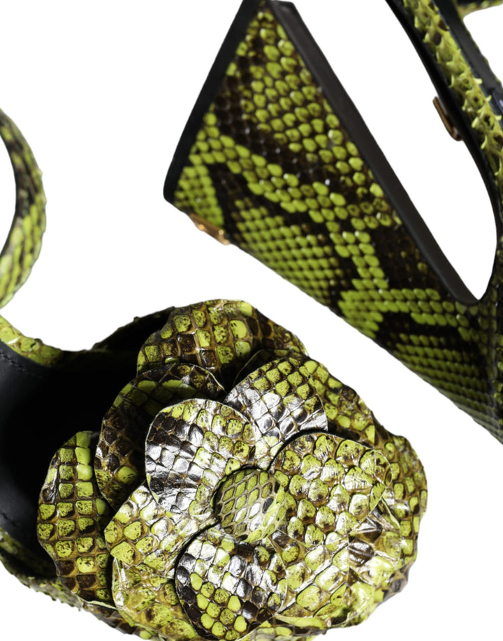 Grünes Exotisches Leder Knöchelriemchen Heels Sandalen Schuhe