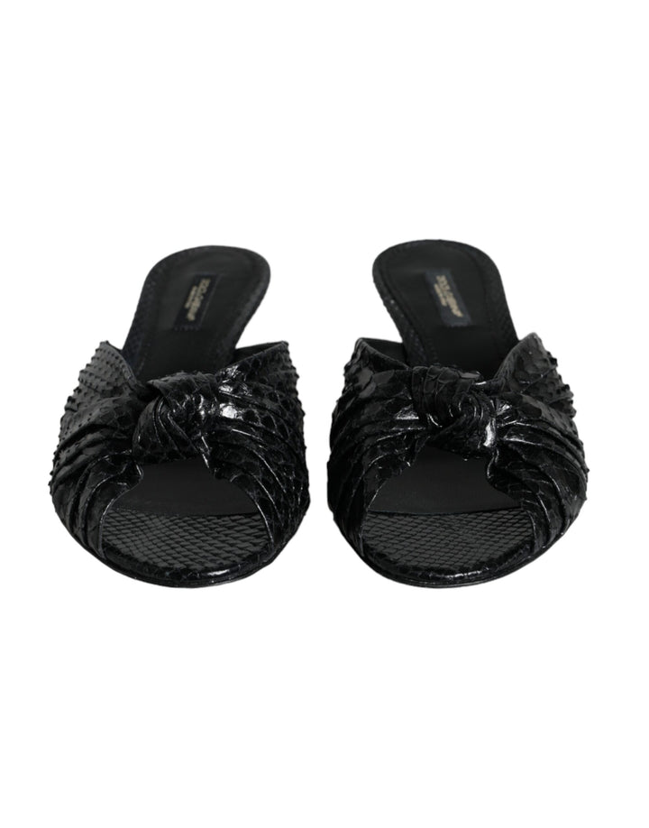 Schwarz Leder Absätze Sandalen Schuhe