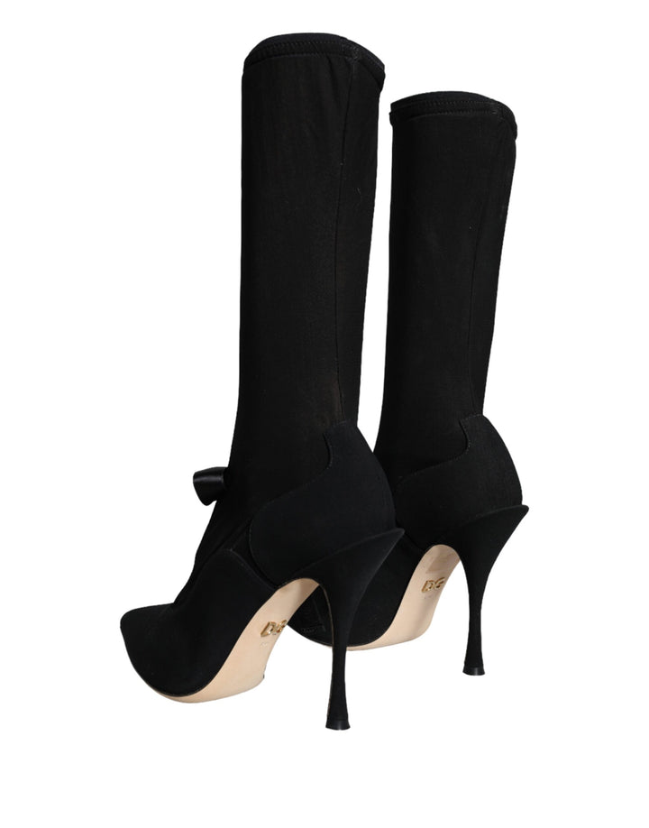 Schwarz Stiletto Heels Mid Calf Stiefel Schuhe