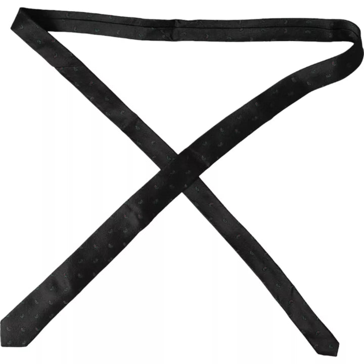 Schwarze Fantasy 100% Seide Verstellbare Herrenkrawatte