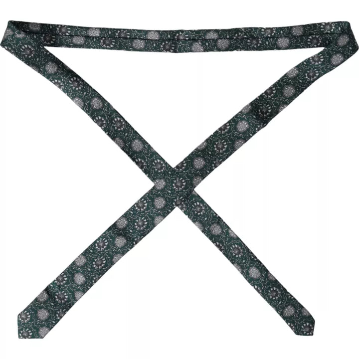 Grüne Seidenkrawatte mit Blumendruck, verstellbar