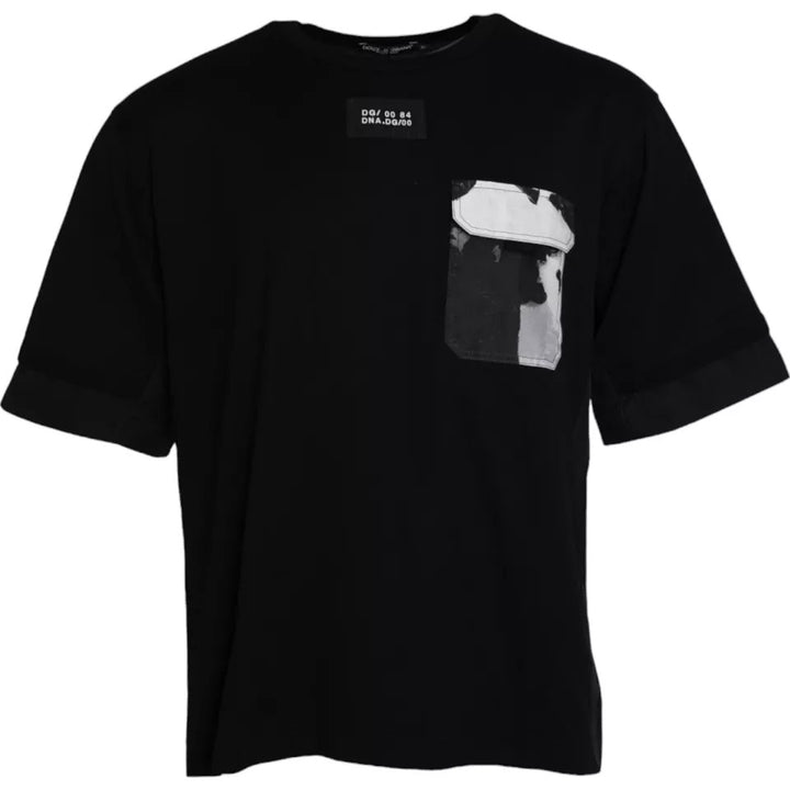 Men's black cotton pocket short sleeve t-shirt