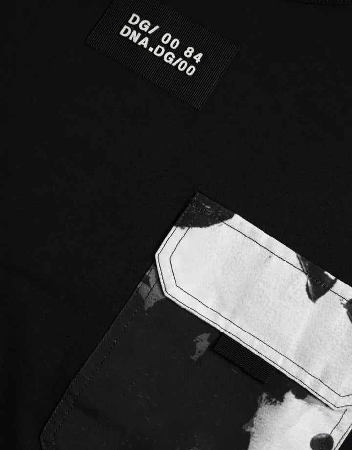 Men's black cotton pocket short sleeve t-shirt