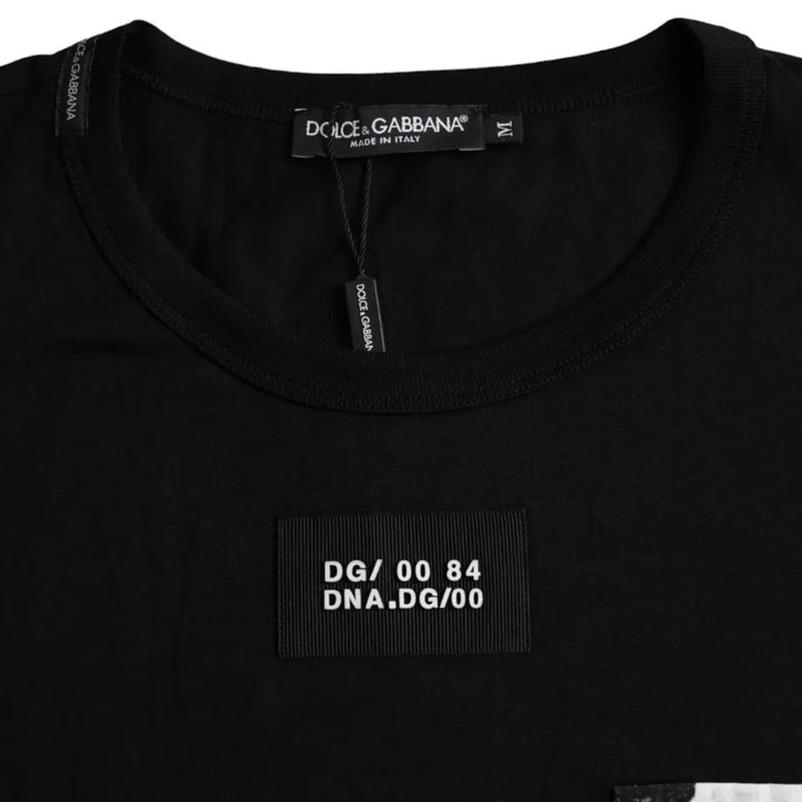Men's black cotton pocket short sleeve t-shirt