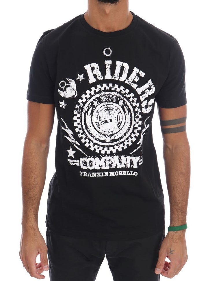 Chic black T-shirt with round neck and 'RIDERS' motif