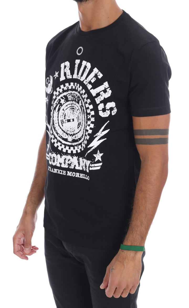 Chic black T-shirt with round neck and 'RIDERS' motif