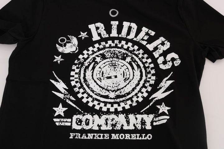 Chic black T-shirt with round neck and 'RIDERS' motif