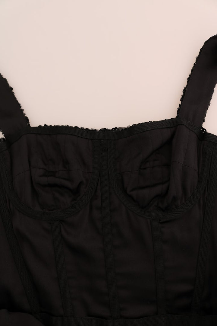 Schwarz-Rot Paillettenbesetztes Etuikleid