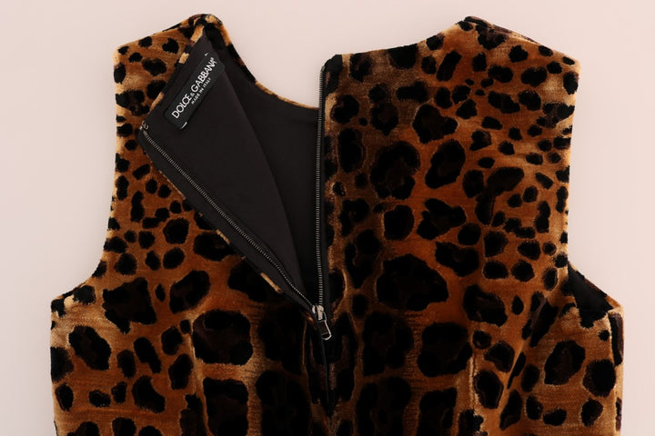 Braunes Seidenmantelkleid mit Leopardenmuster