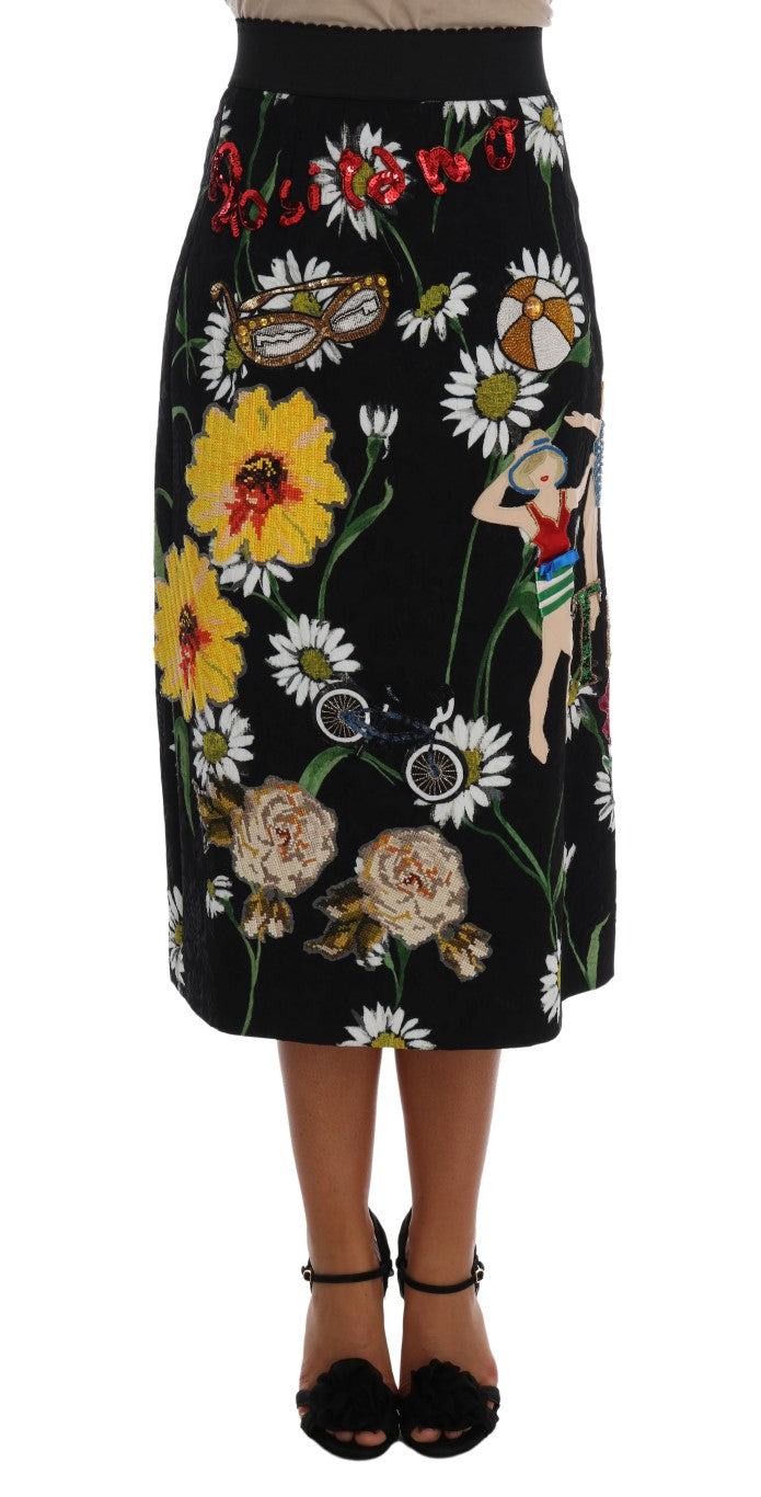 Embellished A-line skirt with medium width