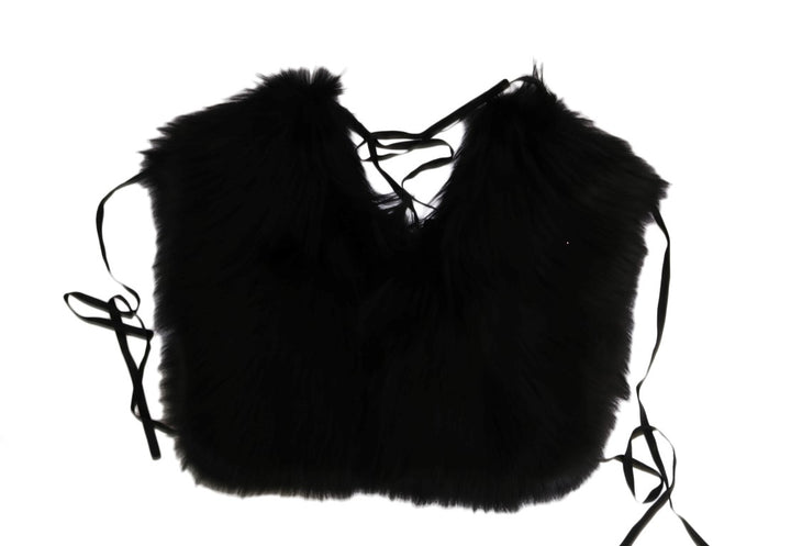 Elegant black and silver fox fur wrap scarf