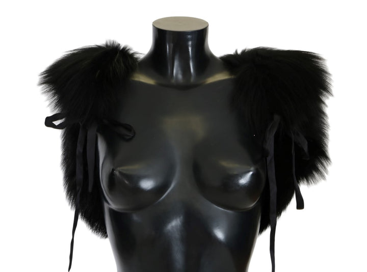 Elegant black and silver fox fur scarf