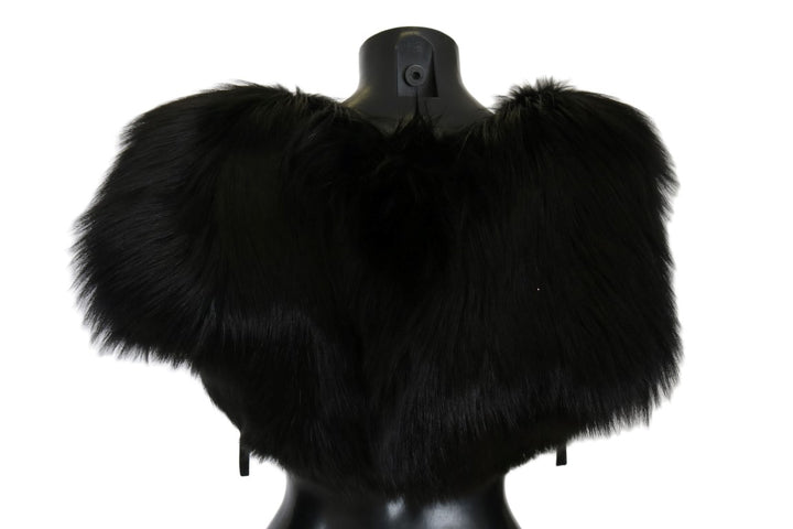 Elegant black and silver fox fur scarf