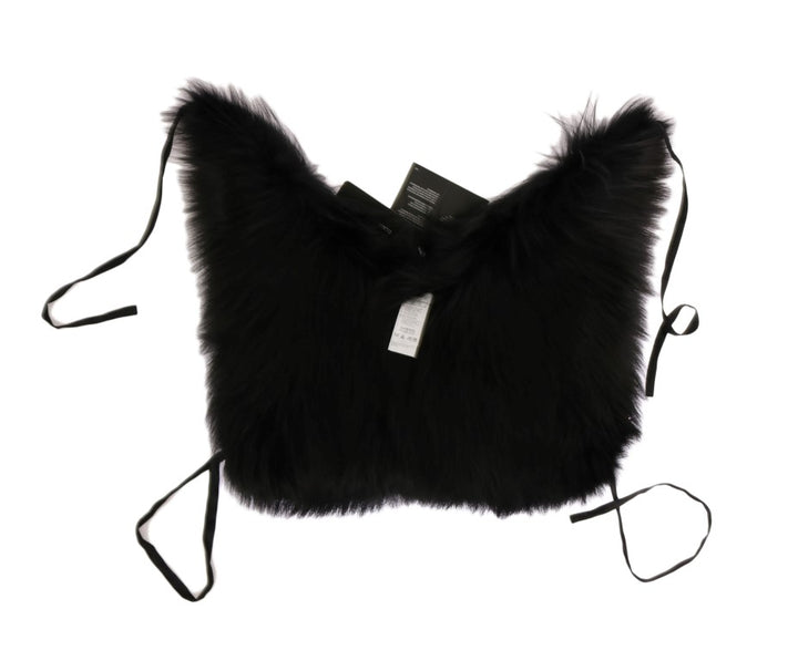 Elegant black and silver fox fur scarf