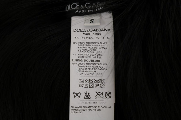 Elegant black and silver fox fur scarf