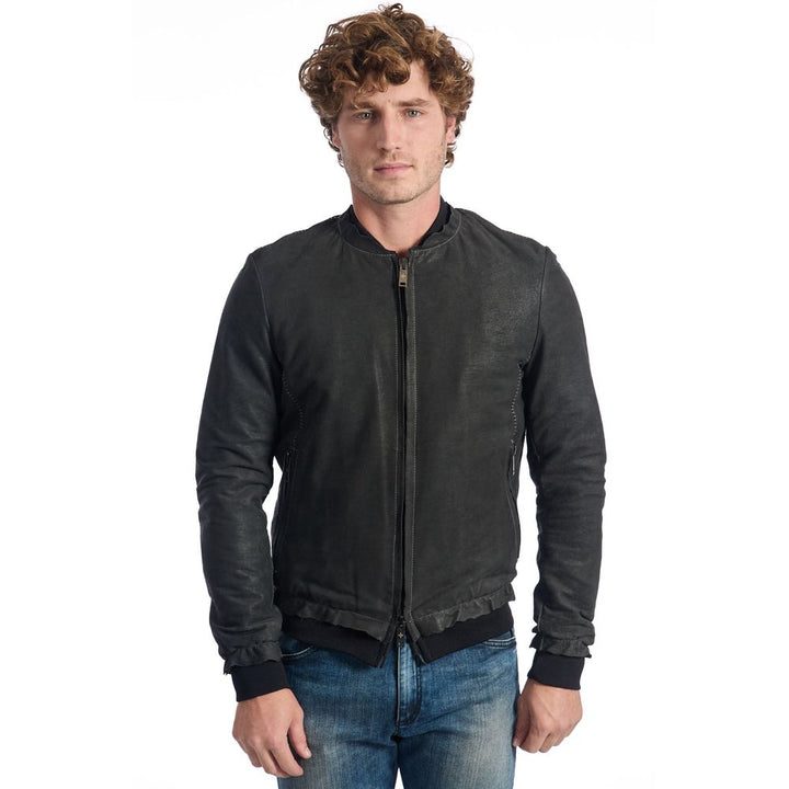 Grey lambskin men's jacket