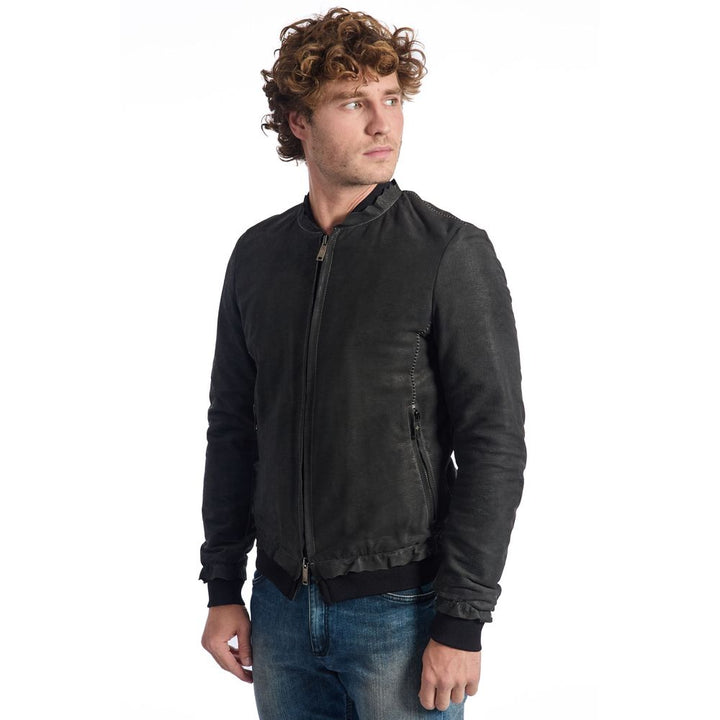 Grey lambskin men's jacket