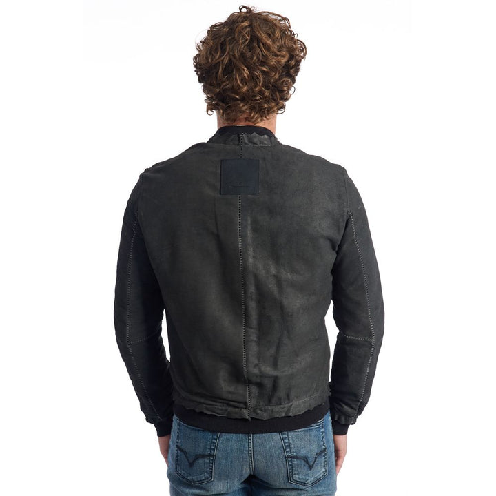Grey lambskin men's jacket