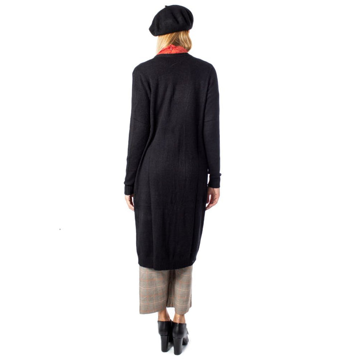 Schwarze Viskose-Strickjacke