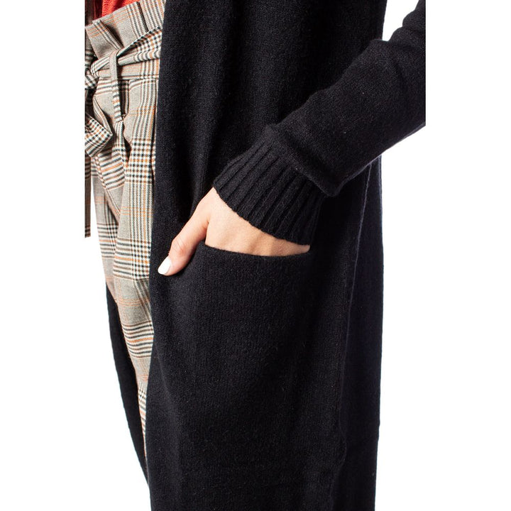 Schwarze Viskose-Strickjacke