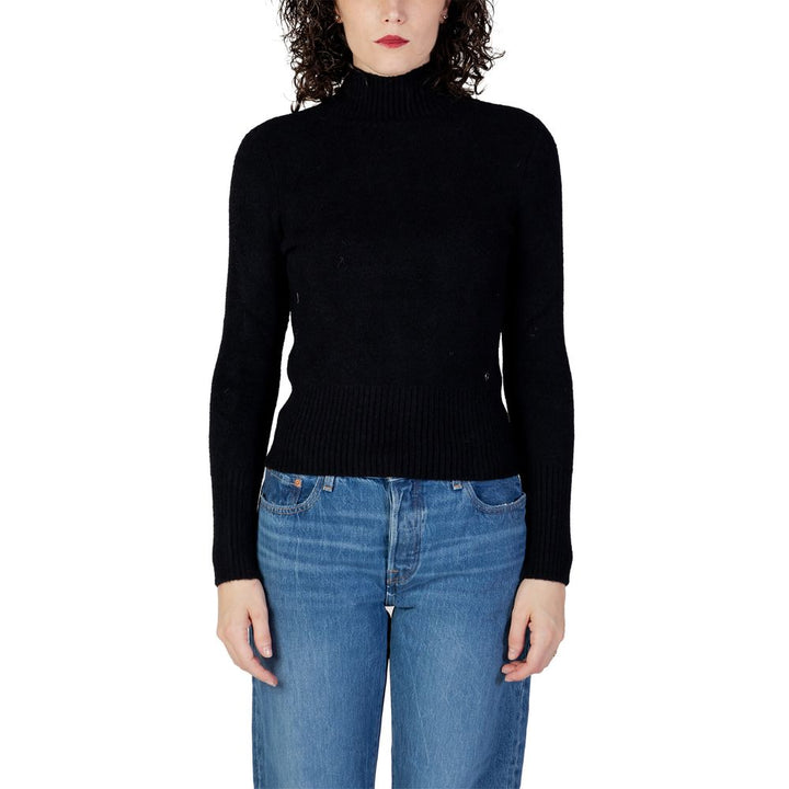 Schwarzer Rollkragenpullover aus Polyamid
