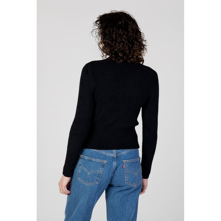 Schwarzer Rollkragenpullover aus Polyamid