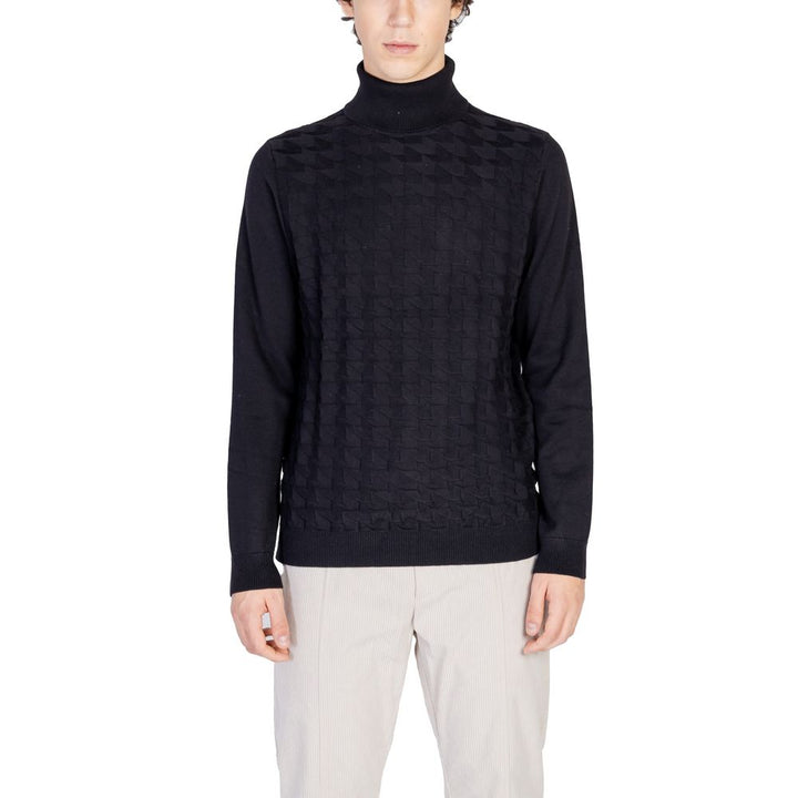 Schwarzer Baumwoll-Rollkragenpullover