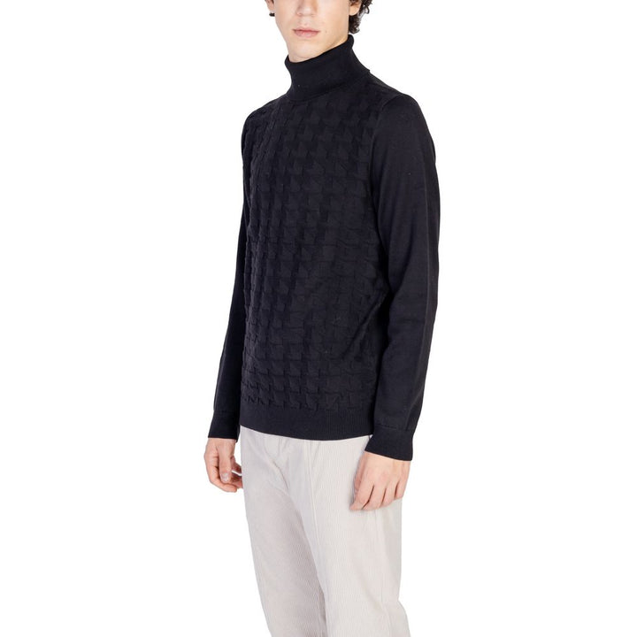 Schwarzer Baumwoll-Rollkragenpullover