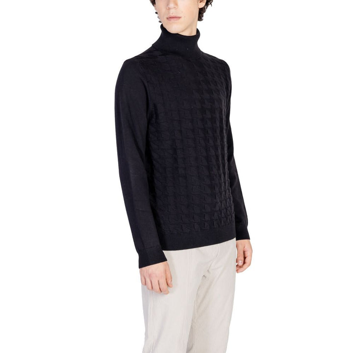 Schwarzer Baumwoll-Rollkragenpullover