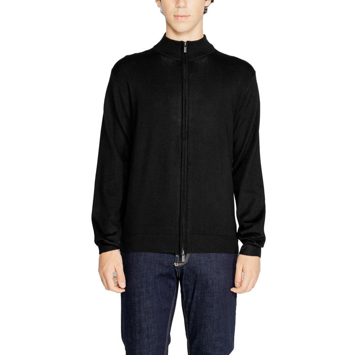 Schwarze Viskose-Strickjacke