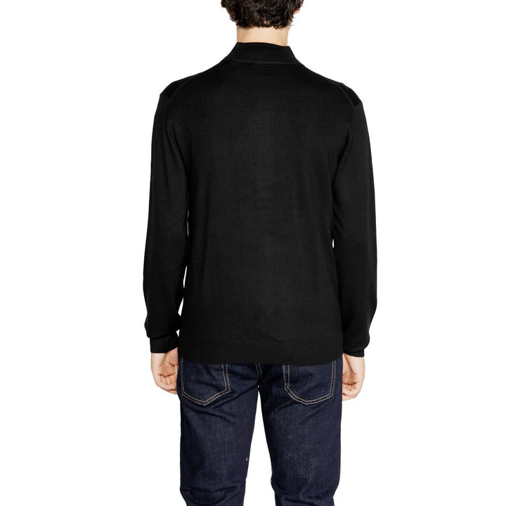 Schwarze Viskose-Strickjacke
