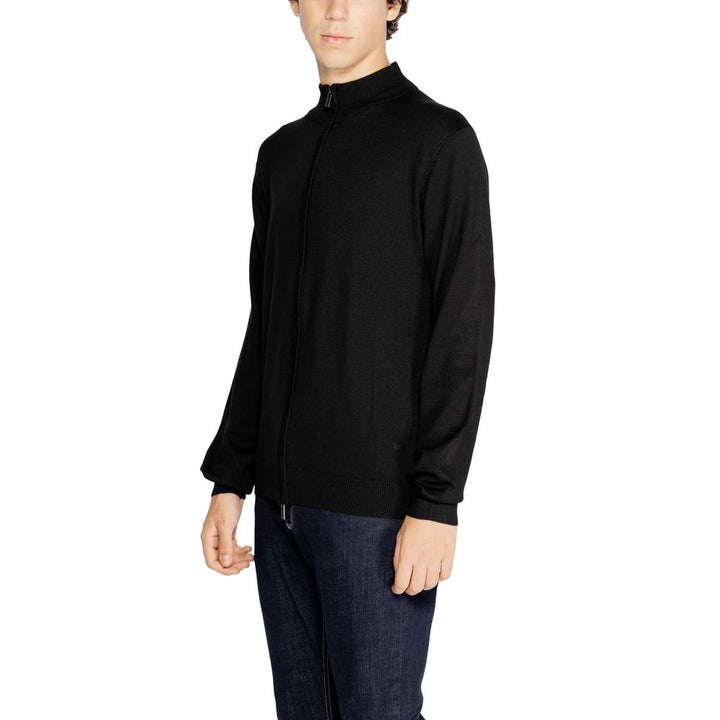 Schwarze Viskose-Strickjacke