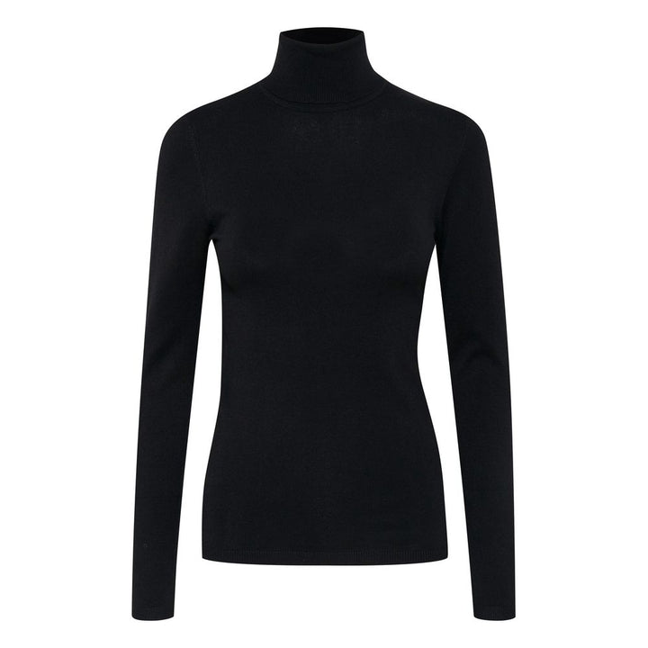 Schwarzer Viskose-Rollkragenpullover