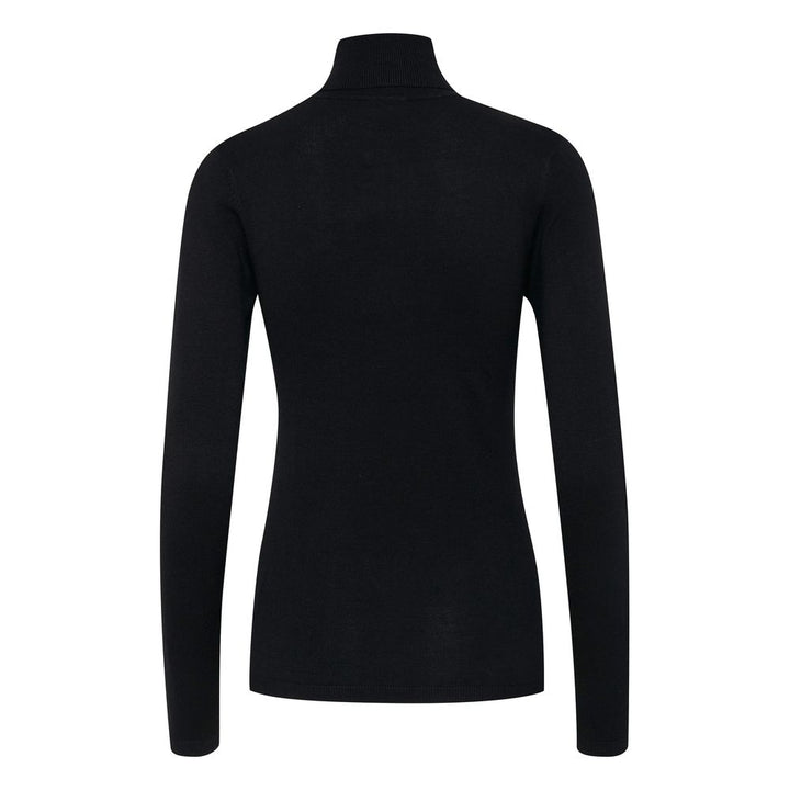 Schwarzer Viskose-Rollkragenpullover