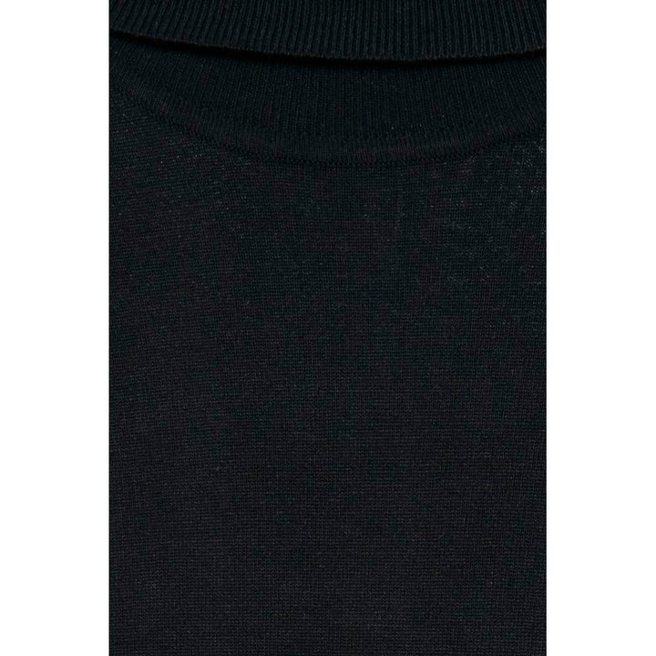 Schwarzer Viskose-Rollkragenpullover