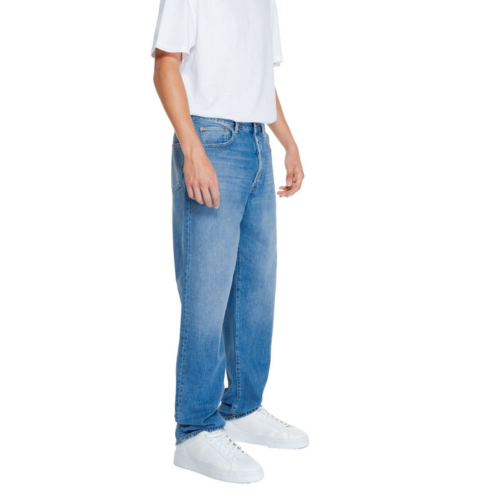 Blaue Baumwoll-Jeans mit lockerer Passform