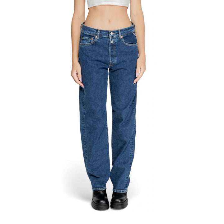 Blaue Baumwoll-Mom-Jeans