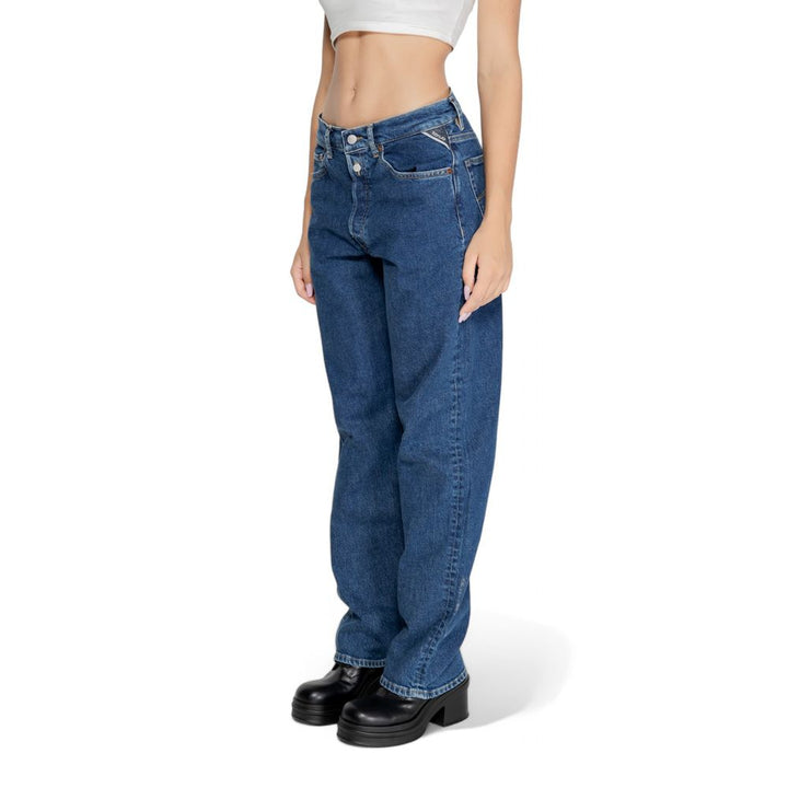 Blaue Baumwoll-Mom-Jeans