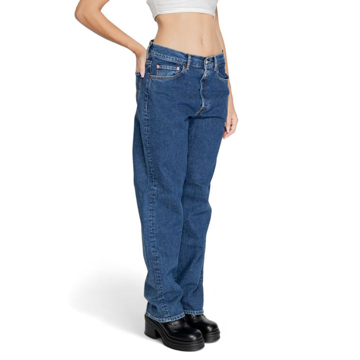 Blaue Baumwoll-Mom-Jeans