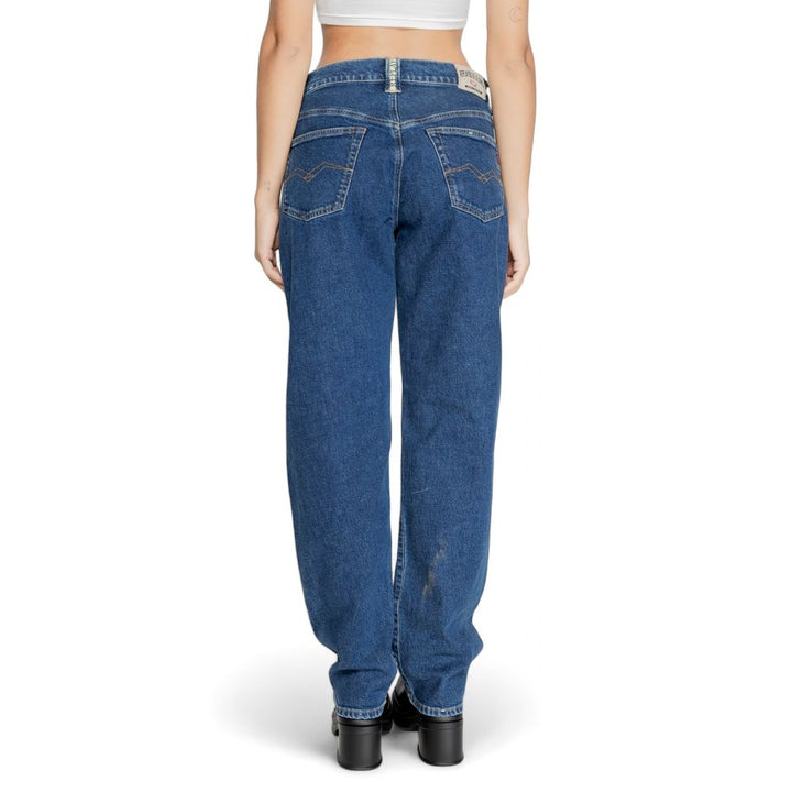 Blaue Baumwoll-Mom-Jeans