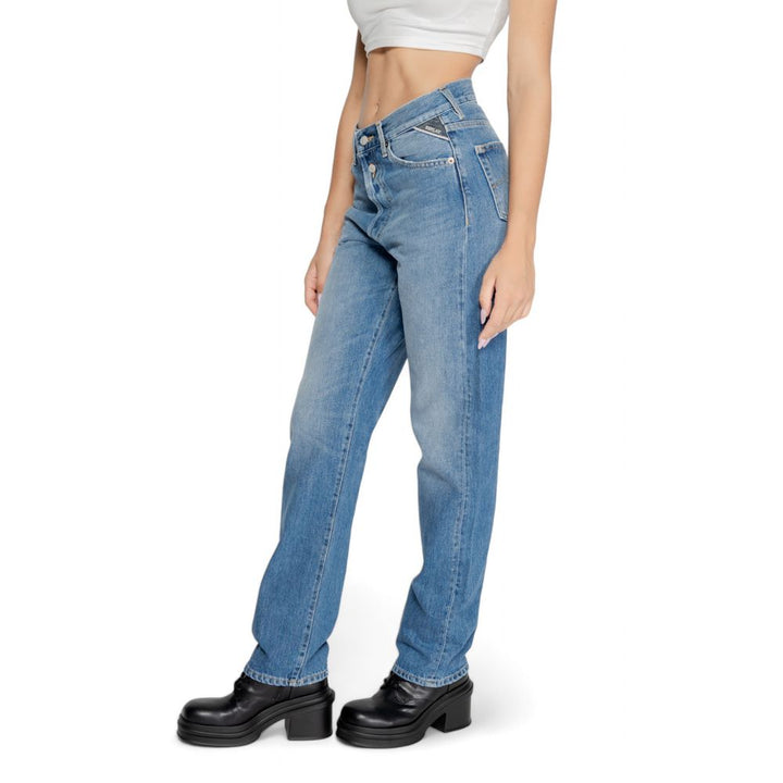 Blaue Baumwoll-Mom-Jeans