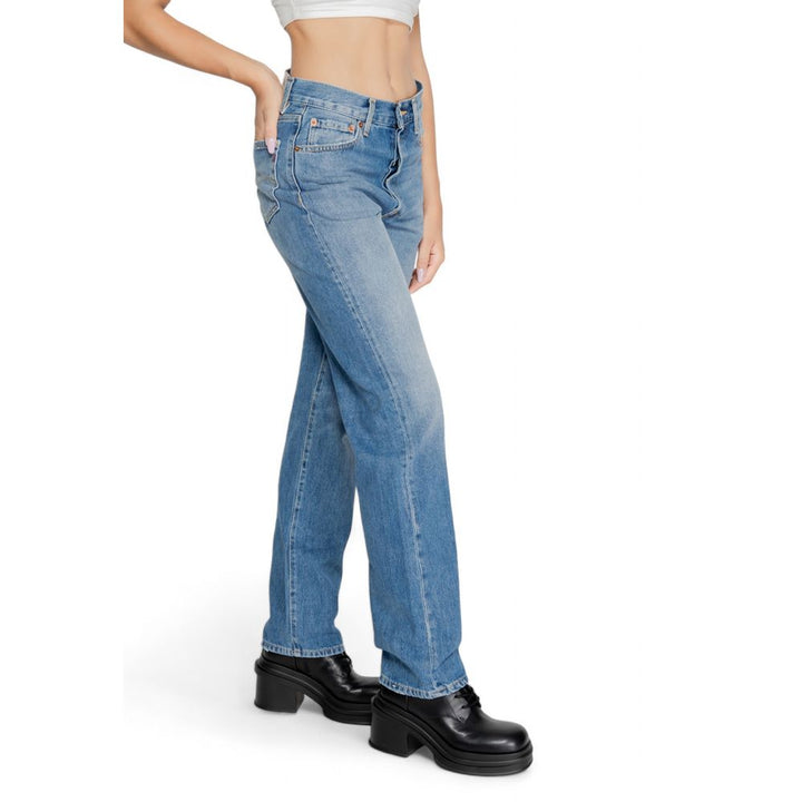 Blaue Baumwoll-Mom-Jeans