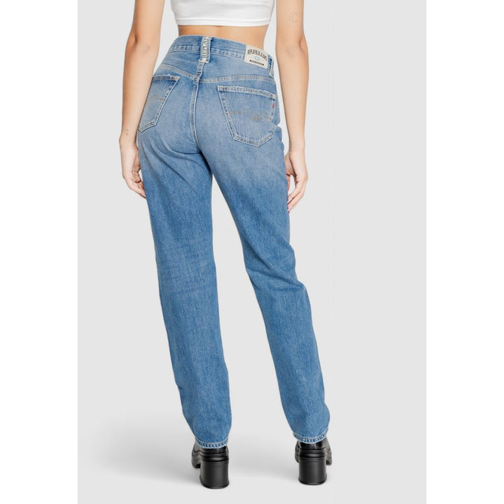 Blaue Baumwoll-Mom-Jeans