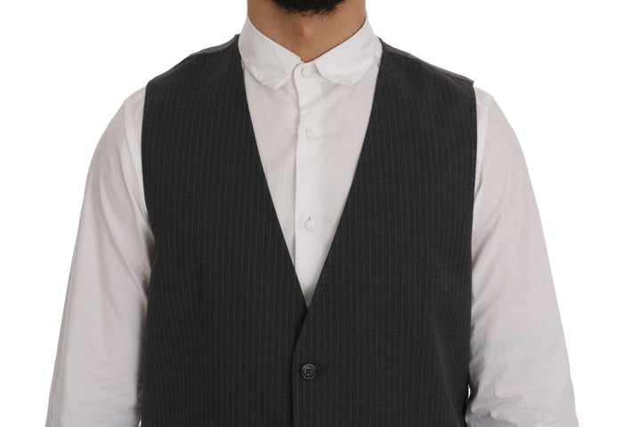Elegant Gray Striped Vest
