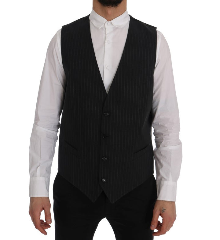 Elegant gray striped men's vest