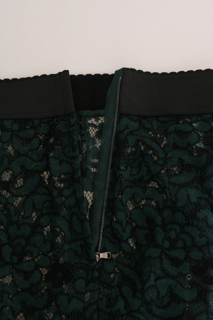 Grüne Leggings mit floraler Spitze Hose