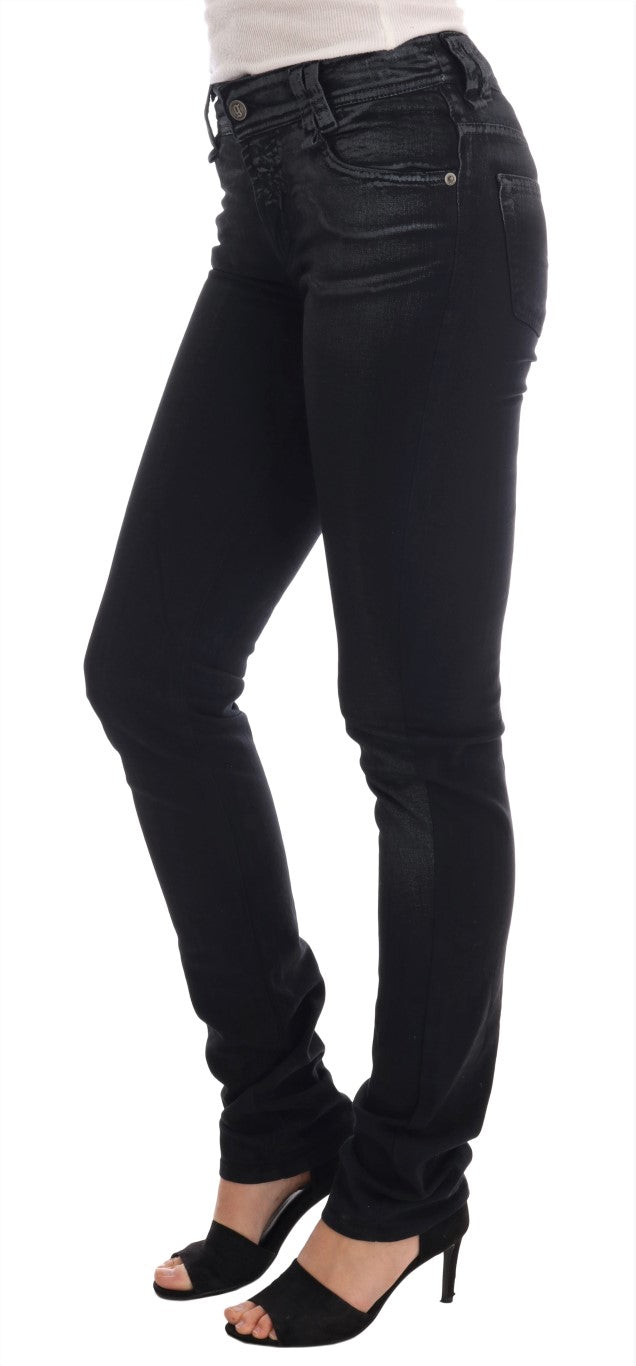 Graue Baumwoll-Stretch-Jeans mit normaler Passform